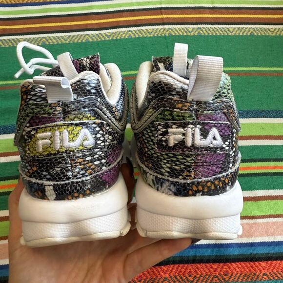 Fila Disruptor 2 Rainbow Multicolor Snakeskin Print Leather Sneakers size US 6 - Picture 10 of 12